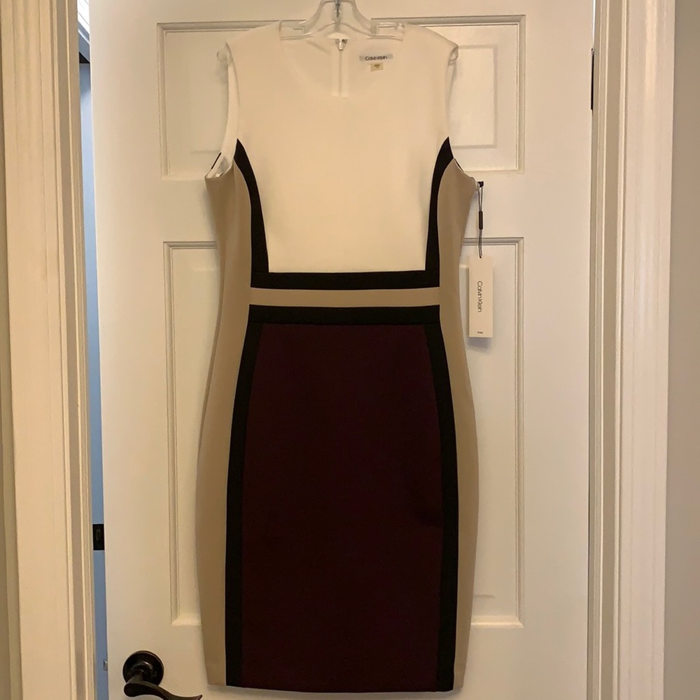 Calvin Klein color block sheath dress size 10. New with tags